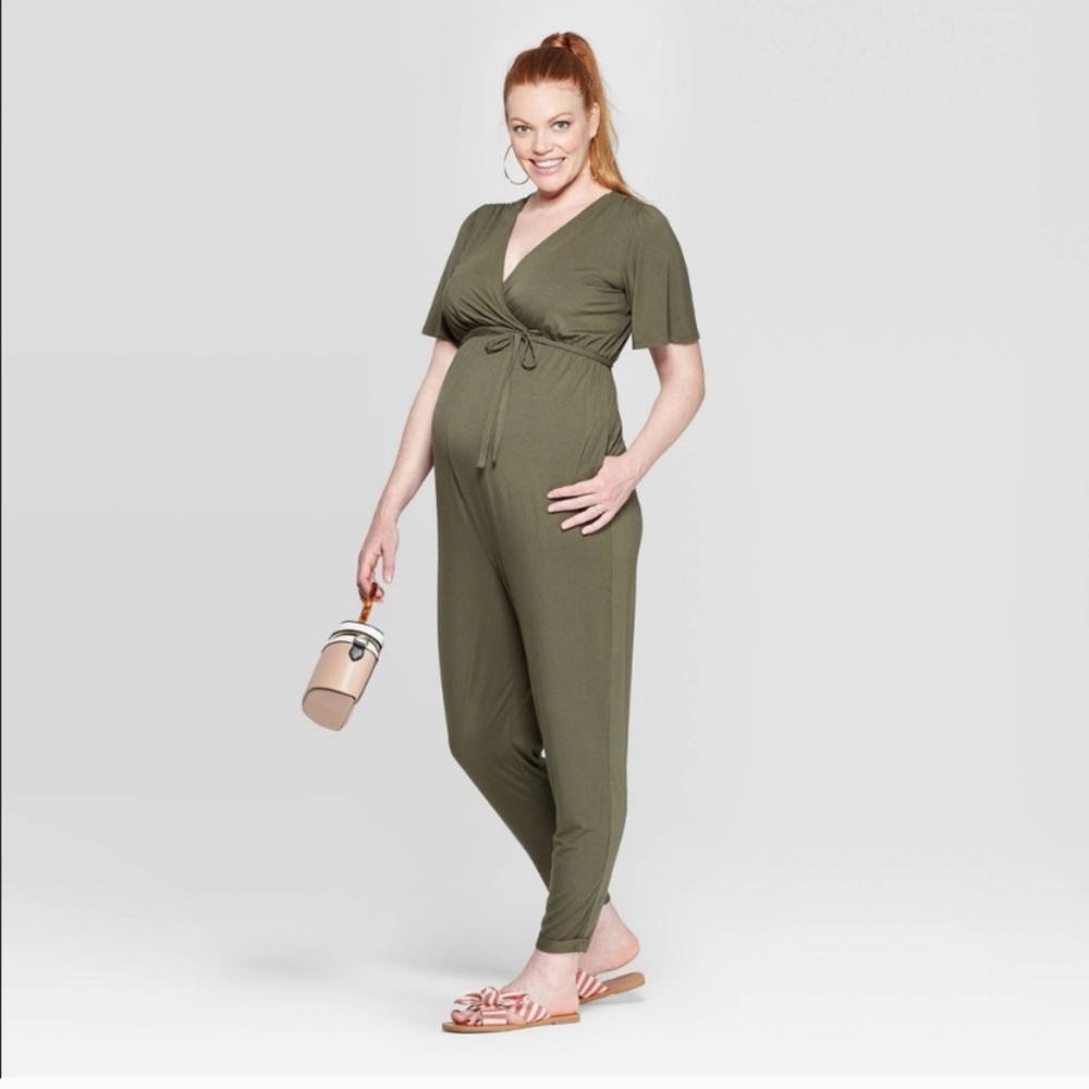 Ingrid & Isabel Maternity Jumpsuit in Olive